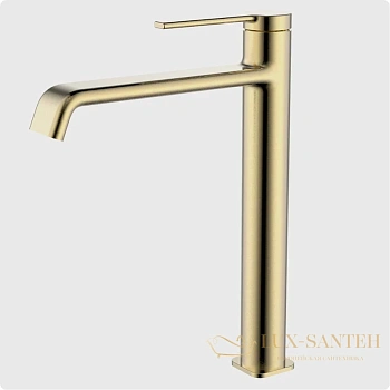смеситель для раковины aquame asti aqm6414bg, золото брашированное