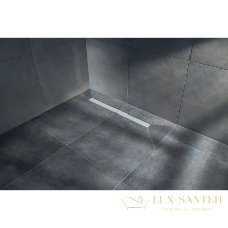 душевой канал bettoserb confluo frameless white glass line 13701216 950 мм, матовый хром, белый глянец