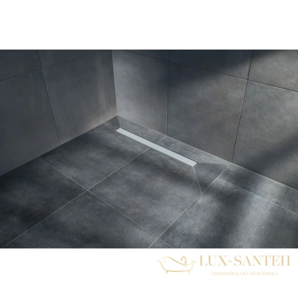 душевой канал bettoserb confluo frameless white glass line 13701216 950 мм, матовый хром, белый глянец