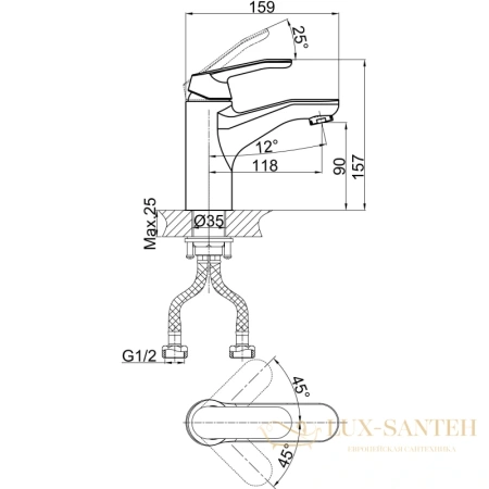 смеситель для раковины d&k venice.rialto da1062101, хром