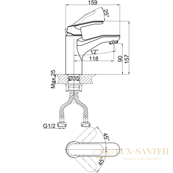 смеситель для раковины d&k venice.rialto da1062101, хром