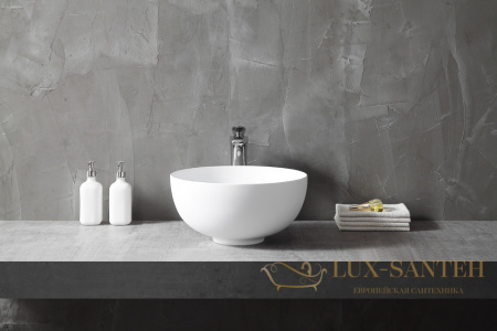 раковина накладная abber stein as2617, 40х40 см, белый матовый