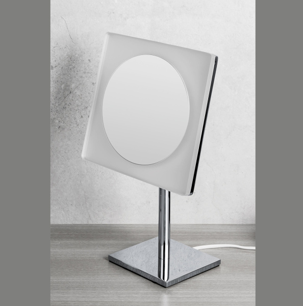 зеркало косметическое colombo design complementi b9755 настольное с подсветкой, хром