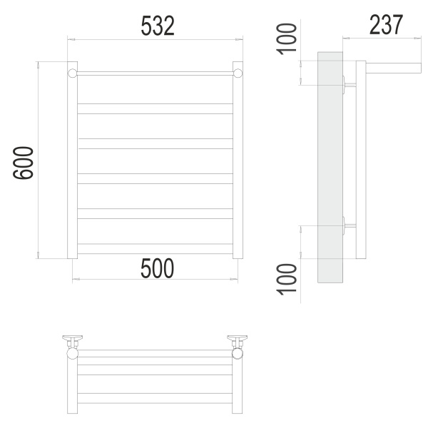 полотенцесушитель водяной terminus хендрикс 4670078530400 с полкой п6 500х600