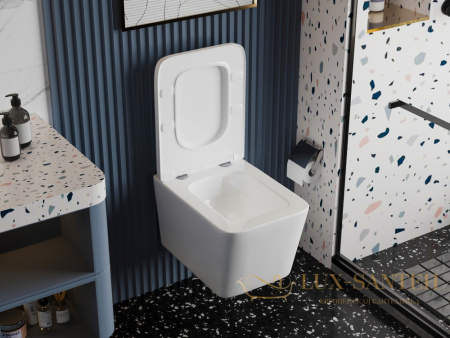 унитаз подвесной безободковый abber bequem ac1201, смыв торнадо, 53х35,5 см, белый глянцевый