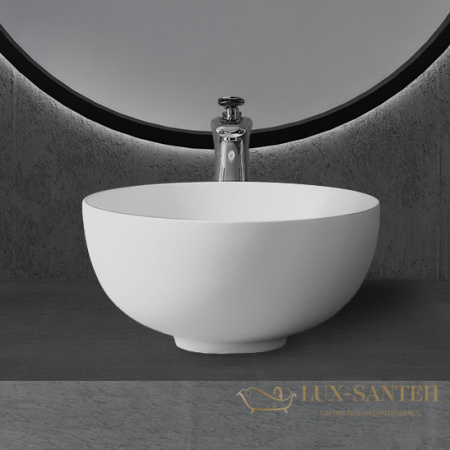 раковина накладная abber stein as2617, 40х40 см, белый матовый