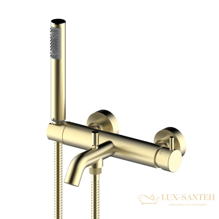 смеситель для ванны bossini teo, z00723.043, с душевым комплектом, золото сатинированное