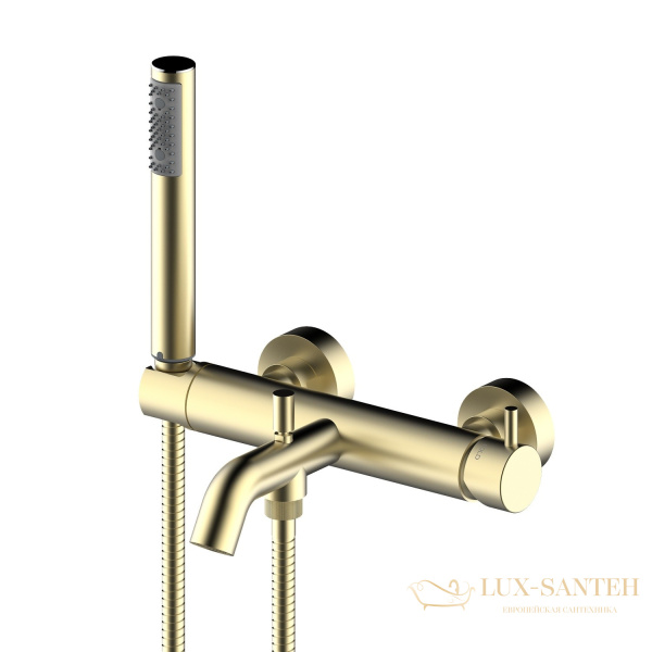 смеситель для ванны bossini teo, z00723.043, с душевым комплектом, золото сатинированное