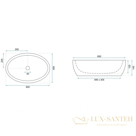 раковина rea meryl rea-u8811 60х40,5 см, золотой/черный глянец