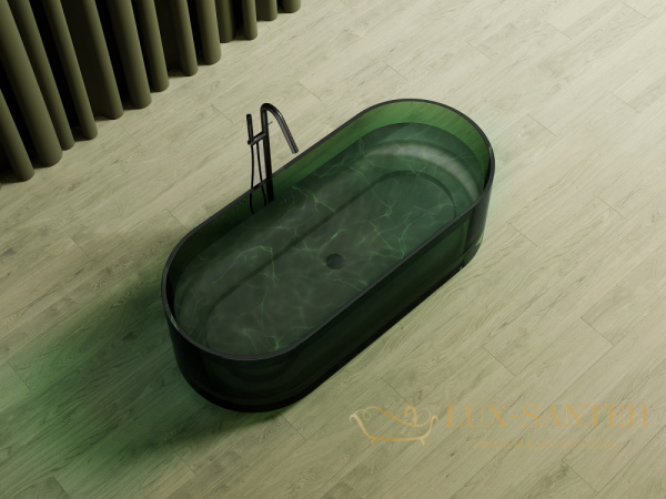 ванна свободностоящая прозрачная abber kristall at9708emerald, 170х75х55h см, зеленый глянцевый