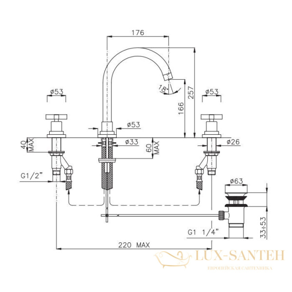 смеситель для раковины, nicolazzi mac kinley 05, 2208cr29, хром
