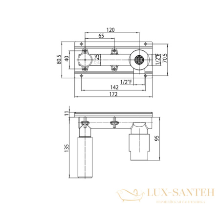 встраиваемая часть смесителя на раковину, bossini nobu, inz205000