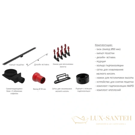 душевой канал bettoserb confluo premium slim line 13100037 1050 мм, хром