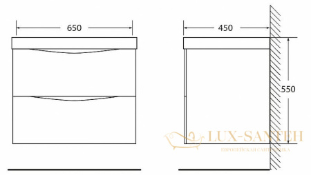 тумба под раковину belbagno marino marino-650-2c-so-rn-p 65 см подвесная, rovere nature