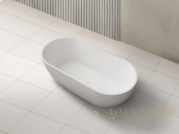 ванна свободностоящая из искусственного камня abber stein as9613-1.7, 170х75х55h см, белый матовый 