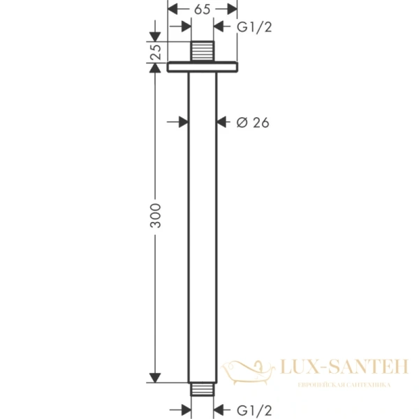 держатель верхнего душа 300 мм hansgrohe vernis shape 26407670 черный матовый