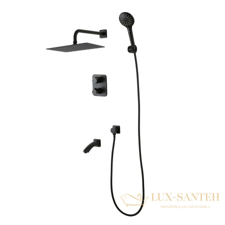 душевая система встраиваемая термостатическая для ванны lemark bronx lm3742bl, черный матовый