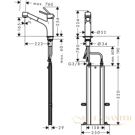 смеситель для кухни hansgrohe talis m52 73860000 хром