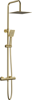 душевая колонна aqg nite 20nitc25nid09 с термостатом и квадратным верхним душем 25 см, матовое золото