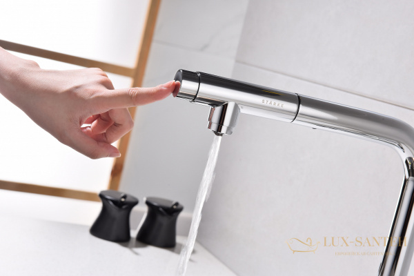 смеситель для кухни под фильтр с выдвижным изливом paulmark viper vi213105-cr, хром