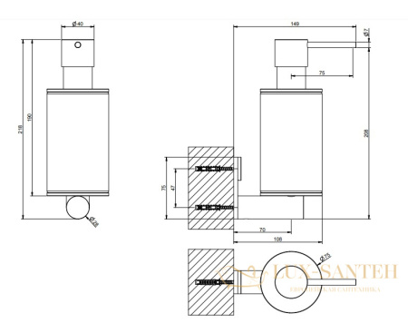 дозатор gessi 316 accessories 54713.239 подвесной, steel brushed/белый