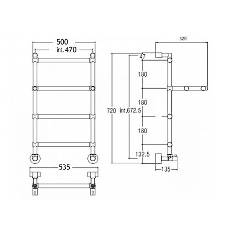 полотенцесушитель водяной margaroli sole 4424704(26)oc, высота 72 см, ширина 53 см, старая медь