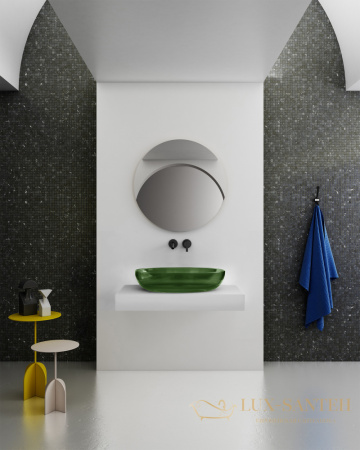 раковина накладная прозрачная abber kristall at2801emerald, 60х40 см, зеленый