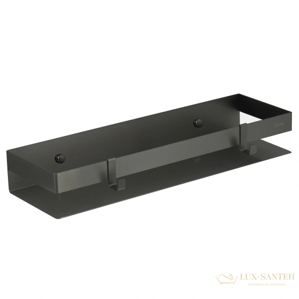полка для душа lemark shelf line 9776054, 400 мм с крючками, графит