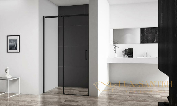 душевая дверь belbagno acqua acqua-bf-1-150-c-nero 150 см профиль черный, стекло прозрачное
