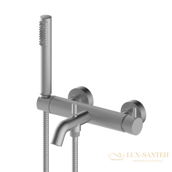 смеситель для ванны bossini teo, z00723.094, с душевым комплектом, никель шлифованный