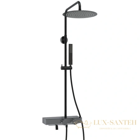душевая система wasserkraft abens a114.160.218.cb thermo 300 мм, черный матовый