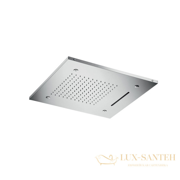 верхний душ встраиваемый 500х500 мм, almar chromoterapy e044139.bs, с хромотерапией, 3 режима, нержавеющая сталь брашированная