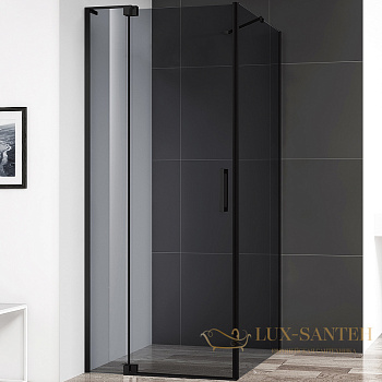 душевой уголок cezares slider slider-ah-1-80-70/80-grigio-nero 80x80 профиль черный матовый, стекло серое