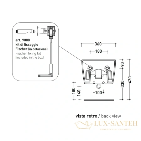 биде подвесное flaminia play, py218, 520x360x260 мм, с 1-м отверстием под смеситель, крепление в комплекте, белый глянцевый