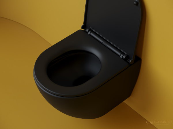 унитаз подвесной ceramica nova metropol cn4002tmb, смыв торнадо, безободковый, с сиденьем микролифт, черный матовый