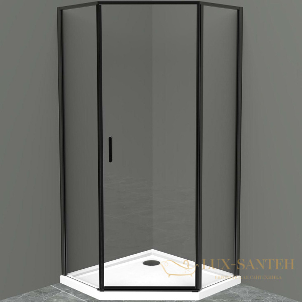 душевой уголок belbagno uno uno-195-p-1-90-c-nero 90х90 см профиль черный матовый, стекло прозрачное 