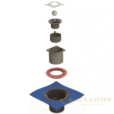 душевой трап berges zentrum norma 090463 148x148/50*75*110 мм, матовый хром