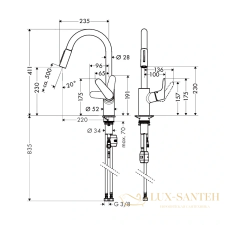 смеситель для кухни hansgrohe focus под сталь 31815800