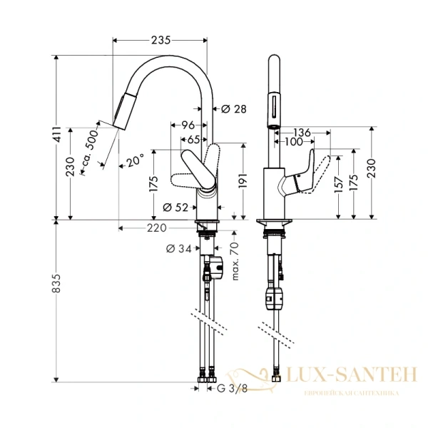 смеситель для кухни hansgrohe focus под сталь 31815800