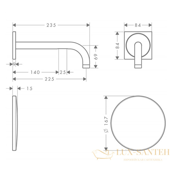 смеситель встраиваемый электронный для раковины, axor uno, 38120000, питание от сети, (внешняя часть), хром