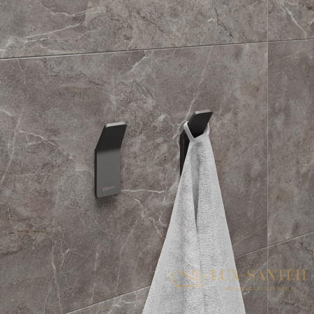 крючок одинарный lemark smooth line 9716003 для полотенец и халатов (2 штуки), графит