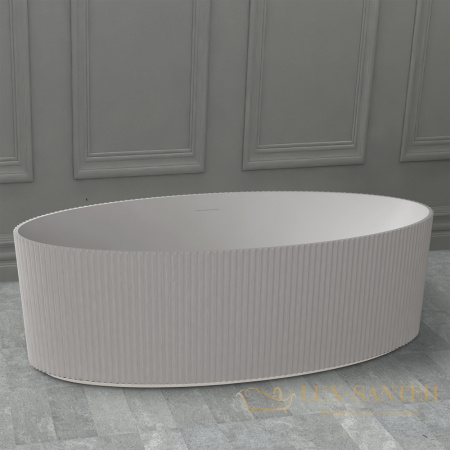 ванна свободностоящая из искусственного камня abber stein as9627, 180х85х55h см, белый матовый 