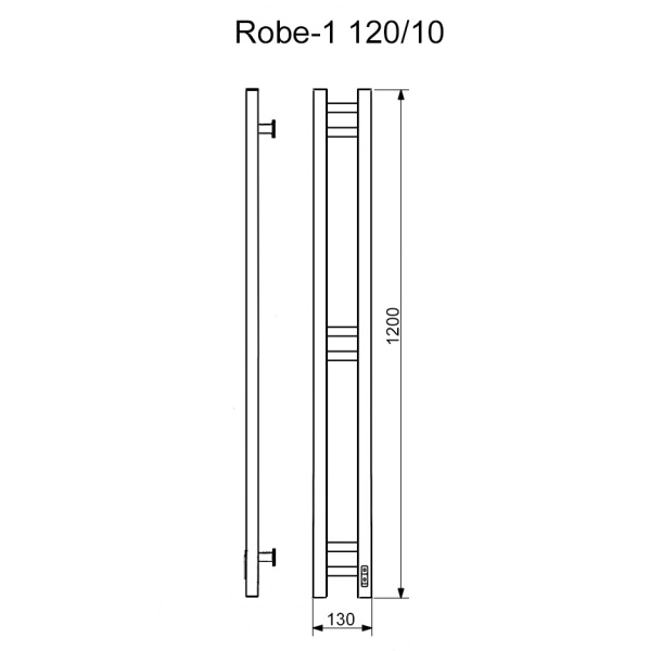 полотенцесушитель электрический кабельный ника robe-1 120/10 ral9016 белый матовый правый тэн