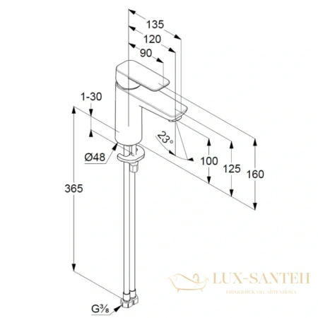 смеситель для раковины kludi pure&style 402920575 без донного клапана, хром