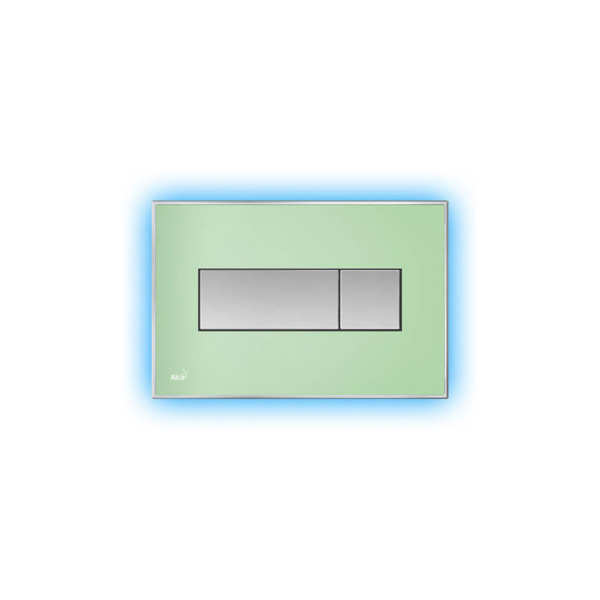 alcaplast кнопка управления с цветной пластиной, светящаяся кнопка зеленая, свет голубой m1472-aez111
