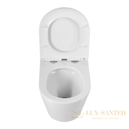 унитаз подвесной cezares liner czr-38083-49-th-tor/sc, безободковый, смыв торнадо, с сиденьем микролифт, белый