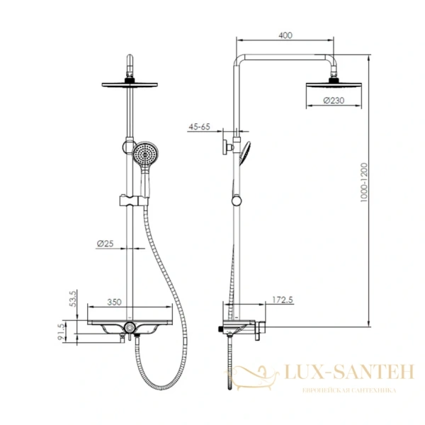 душевая система для ванны aquame aqm8002b, черный матовый