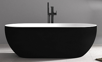 акриловая ванна abber ab9241mb, цвет черный матовый