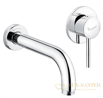 встраиваемый в стену однорычажный смеситель emmevi piper 45055/ns для раковины без донного клапана, зачищенный никель