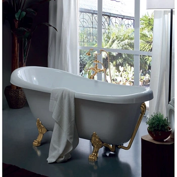 ванна kerasan retro 105591 из литого мрамора 170х77см, белый, ножки золото